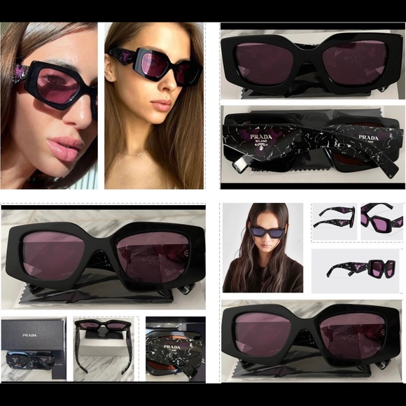 PRADA COLORFUL COLLECTION WITH THE ICONIC TRIANGLE LOGO VIOLET MIRROR LENS - Picture 6 of 16
